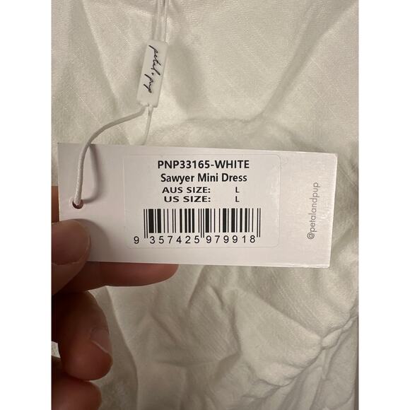 Petal & Pup New Sawyer Mini Dress White Size Large Tie Strap Linen Blend Lined - Picture 8 of 10